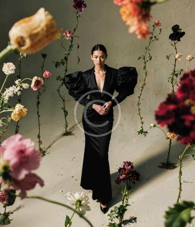 Avant garde black evening gown