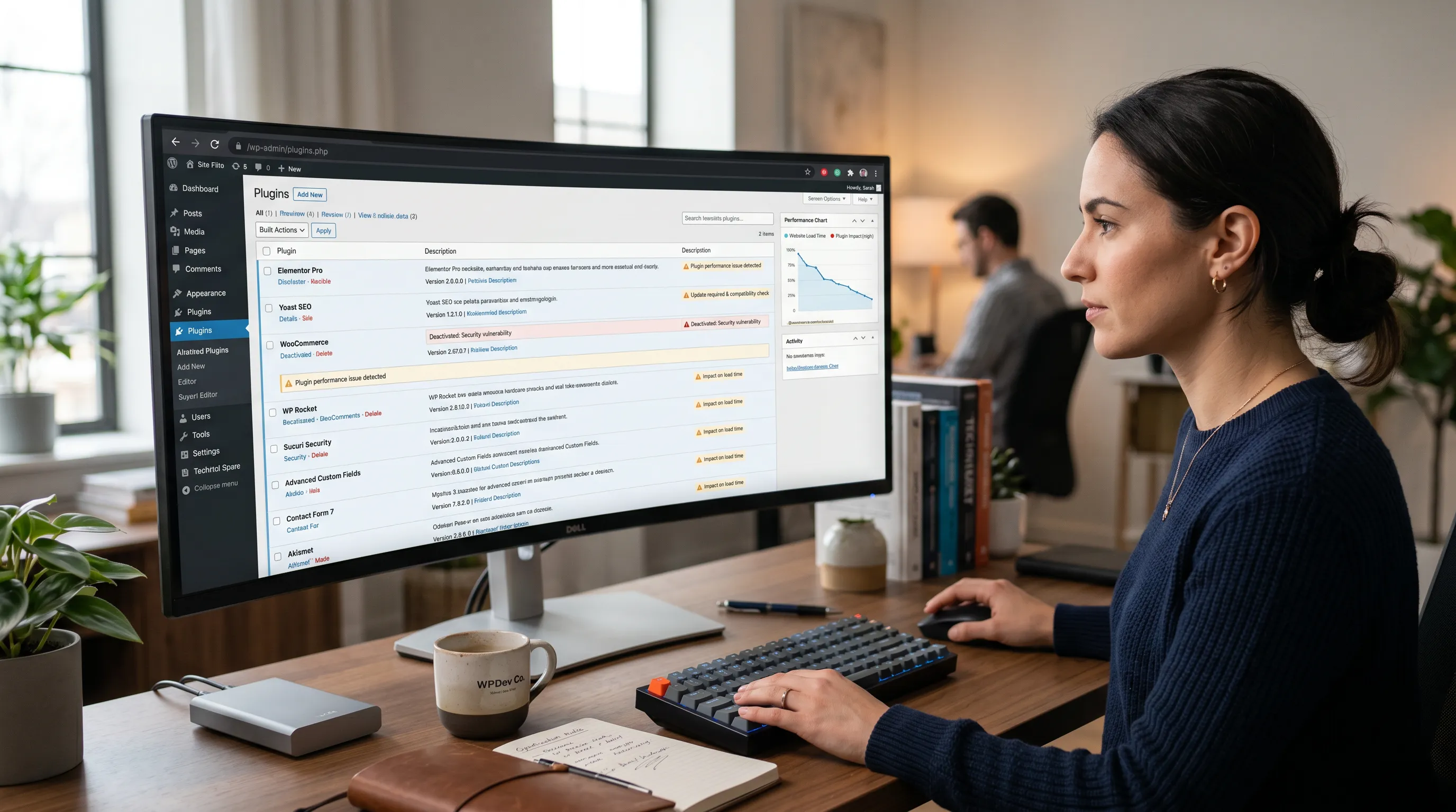 WordPress administrator managing plugin overload on a website dashboard